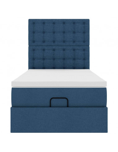 Struttura Letto Pouf con Materasso Blu 80x200 cm in Tessuto