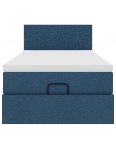 Struttura Letto Pouf con Materasso Blu 80x200 cm in Tessuto