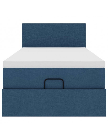 Struttura Letto Pouf con Materasso Blu 80x200 cm in Tessuto