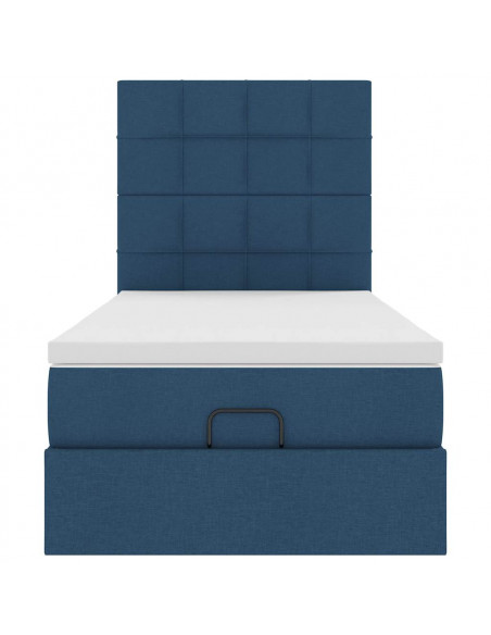 Struttura Letto Pouf con Materasso Blu 80x200 cm in Tessuto