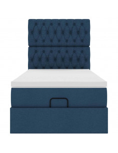 Struttura Letto Pouf con Materasso Blu 80x200 cm in Tessuto 2