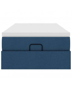 Struttura Letto Pouf con Materasso Blu 80x200 cm in Tessuto 2