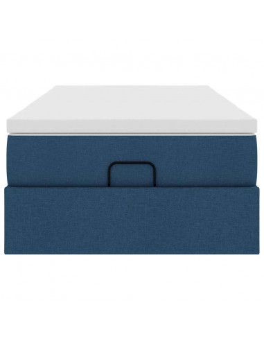 Struttura Letto Pouf con Materasso Blu 80x200 cm in Tessuto