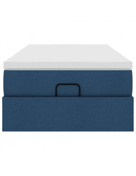 Struttura Letto Pouf con Materasso Blu 80x200 cm in Tessuto