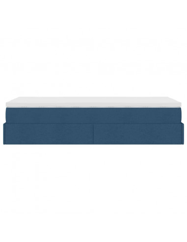 Struttura Letto Pouf con Materasso Blu 80x200 cm in Tessuto
