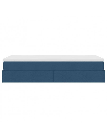 Struttura Letto Pouf con Materasso Blu 80x200 cm in Tessuto