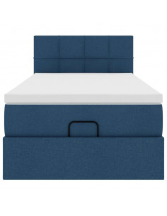 Struttura Letto Pouf con Materasso Blu 80x200 cm in Tessuto 2