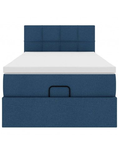 Struttura Letto Pouf con Materasso Blu 80x200 cm in Tessuto