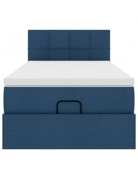 Struttura Letto Pouf con Materasso Blu 80x200 cm in Tessuto