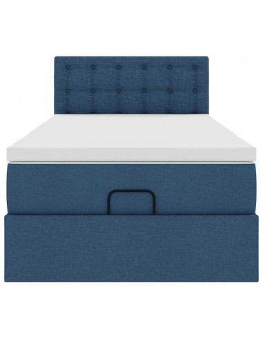 Struttura Letto Pouf con Materasso Blu 80x200 cm in Tessuto