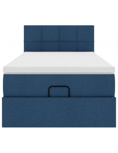 Struttura Letto Pouf con Materasso Blu 80x200 cm in Tessuto