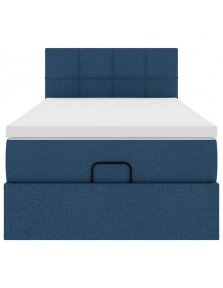 Struttura Letto Pouf con Materasso Blu 80x200 cm in Tessuto