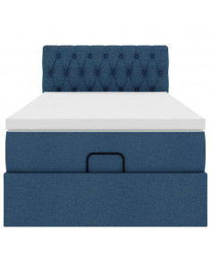 Struttura Letto Pouf con Materasso Blu 80x200 cm in Tessuto 2