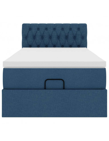 Struttura Letto Pouf con Materasso Blu 80x200 cm in Tessuto