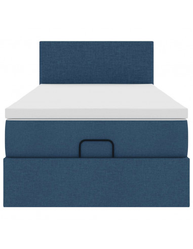 Struttura Letto Pouf con Materasso Blu 80x200 cm in Tessuto