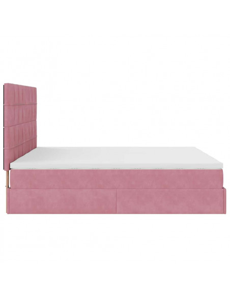 Struttura Letto Pouf con Materassi Rosa 180x200 cm Velluto