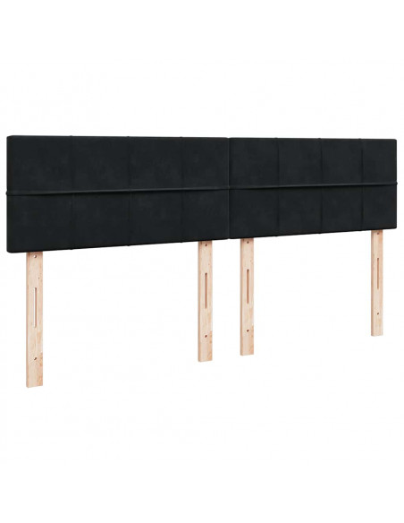 Struttura Letto Pouf con Materassi Nero 180x200 cm in Velluto