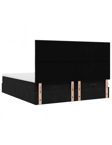 Struttura Letto Pouf con Materassi Nero 180x200 cm in Velluto