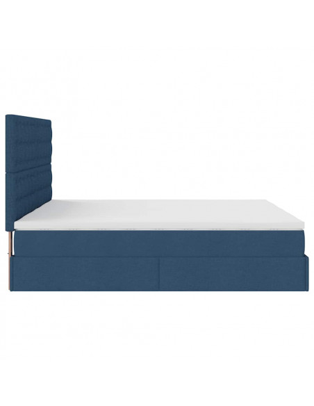 Struttura Letto Pouf con Materassi Blu 160x200 cm in Tessuto