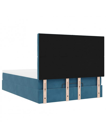 Struttura Letto Pouf con Materassi Blu 140x200cm in Velluto