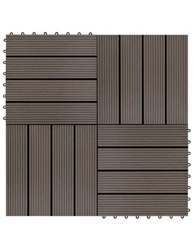 Piastrelle per Decking in WPC 11 pz 30x30cm 1mq Marrone Scuro