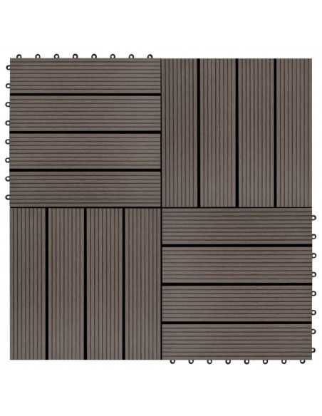 Piastrelle per Decking in WPC 11 pz 30x30cm 1mq Marrone Scuro