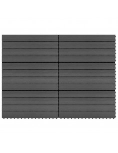 Piastrelle per Decking in WPC 6 pz 60x30 cm 1,08 m² Nere 2