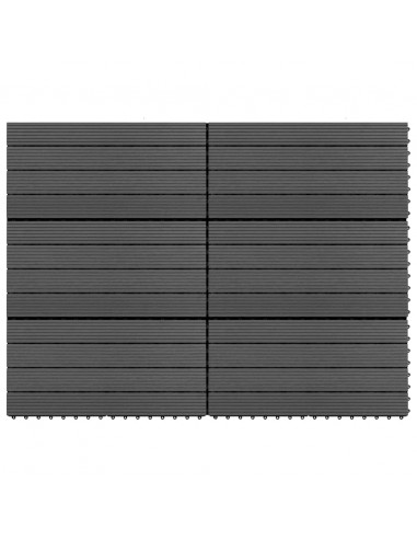 Piastrelle per Decking in WPC 6 pz 60x30 cm 1,08 m² Nere