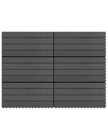 Piastrelle per Decking in WPC 6 pz 60x30 cm 1,08 m² Nere