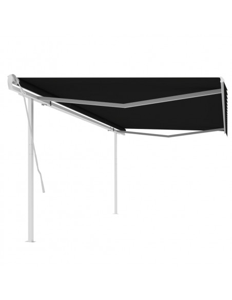 Tenda da Sole Retrattile Manuale con Pali 5x3 m Antracite