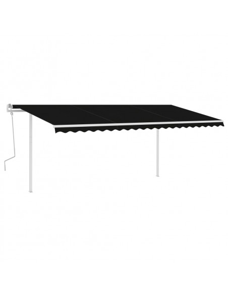 Tenda da Sole Retrattile Manuale con Pali 5x3 m Antracite