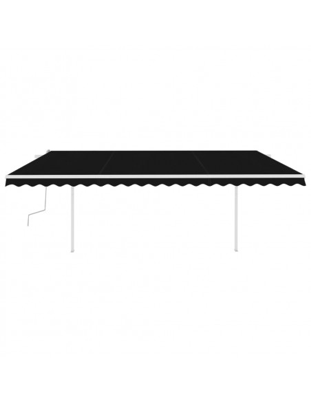 Tenda da Sole Retrattile Manuale con Pali 5x3 m Antracite