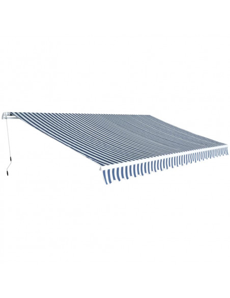 Tenda da Sole Pieghevole Manuale 500 cm Blu/Bianca