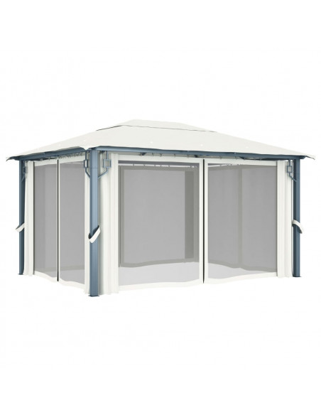 Gazebo con Tenda 400 x 300 cm Crema Alluminio