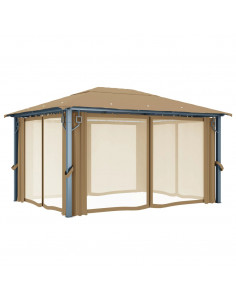 Gazebo con Tenda 400x300 cm Grigio Talpa in Alluminio