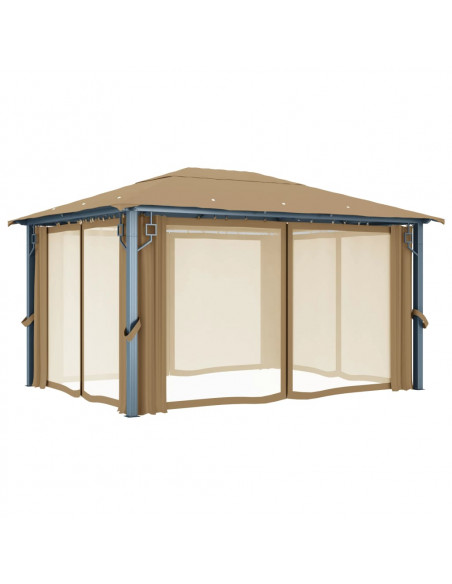 Gazebo con Tenda 400x300 cm Grigio Talpa in Alluminio