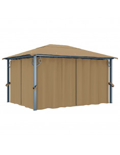 Gazebo con Tenda 400x300 cm Grigio Talpa in Alluminio 2