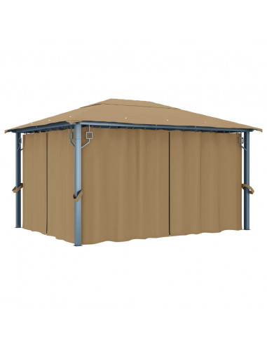 Gazebo con Tenda 400x300 cm Grigio Talpa in Alluminio