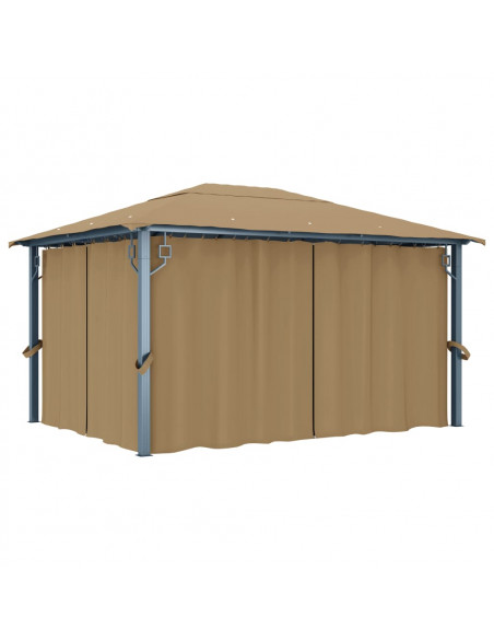 Gazebo con Tenda 400x300 cm Grigio Talpa in Alluminio