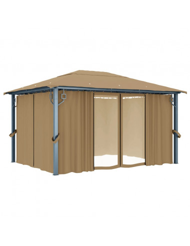 Gazebo con Tenda 400x300 cm Grigio Talpa in Alluminio