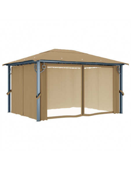 Gazebo con Tenda 400x300 cm Grigio Talpa in Alluminio