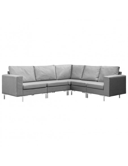 Set di Divani 5 pz in Tessuto Grigio Chiaro