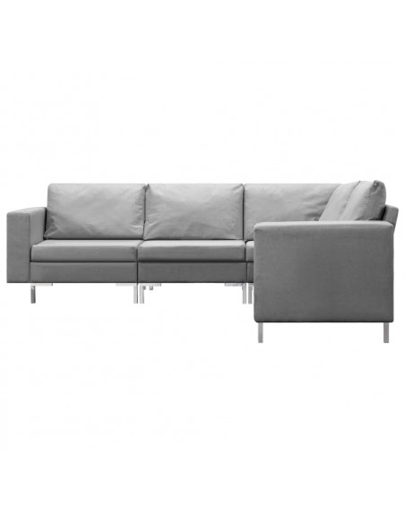Set di Divani 5 pz in Tessuto Grigio Chiaro