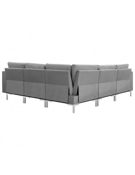 Set di Divani 5 pz in Tessuto Grigio Chiaro