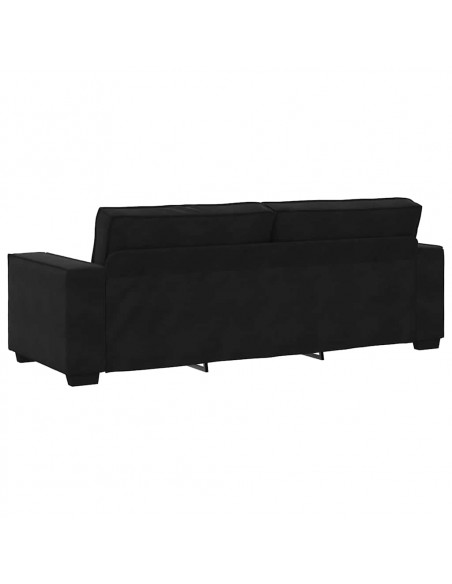 Set di Divani 3 pz con Cuscini Nero in Velluto