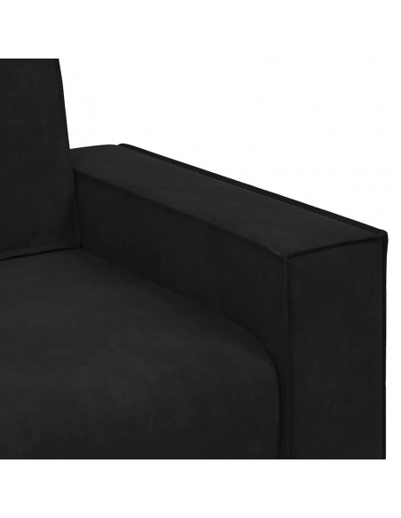 Set di Divani 3 pz con Cuscini Nero in Velluto