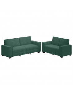 Set di Divani 2 pz con Cuscini Verde scuro in Velluto 2
