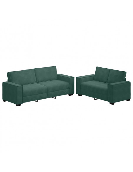 Set di Divani 2 pz con Cuscini Verde scuro in Velluto