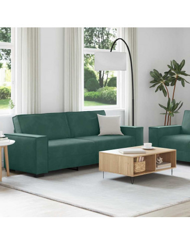 Set di Divani 2 pz con Cuscini Verde scuro in Velluto