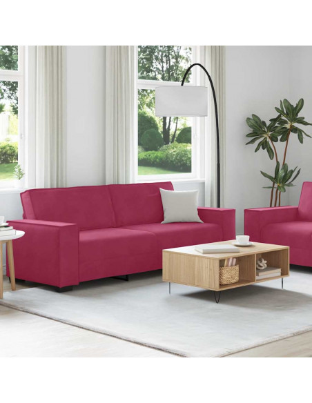 Set di Divani 2 pz con Cuscini Rosso Vino in Velluto